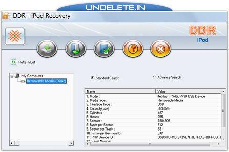 iPod data recovery software screenshot